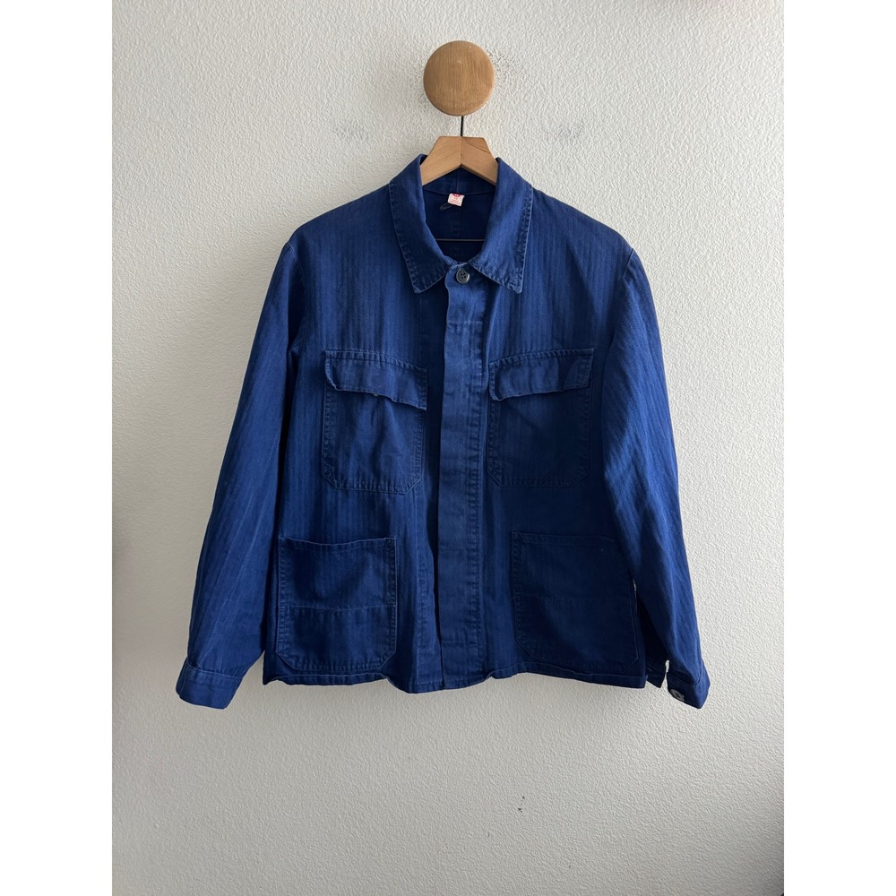 Vintage Wurttembergia Eisenfest Blue Herringbone Chore Jacket Mens 48 German